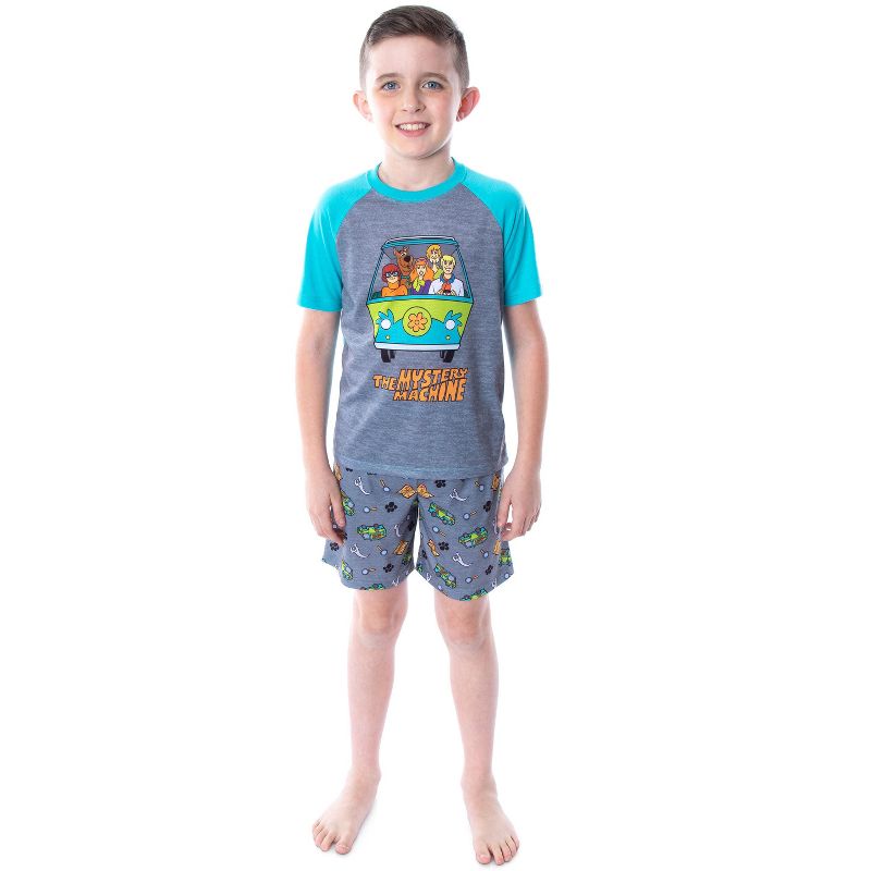 Scooby Doo Boy's Pajamas Mystery Machine Shirt and Shorts 2 PC Pajama Set, 1 of 5