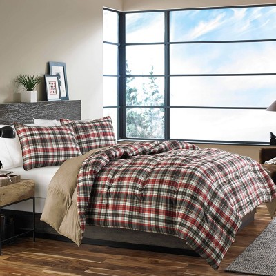 King Red Plaid Reversible Microfiber Comforter Set