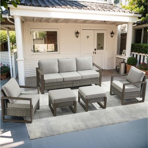 Buenhomino 5PC Outdoor Patio Conversation Set with Ottoman - 1 of 4