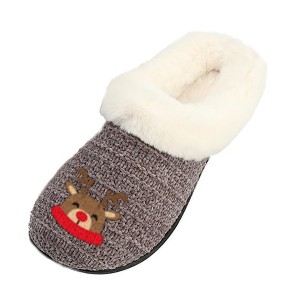Roxoni Women’s Cozy Faux Fur Slippers with Indoor Outdoor Sole – Festive Holiday Custom Gift Footwear - 1 of 4
