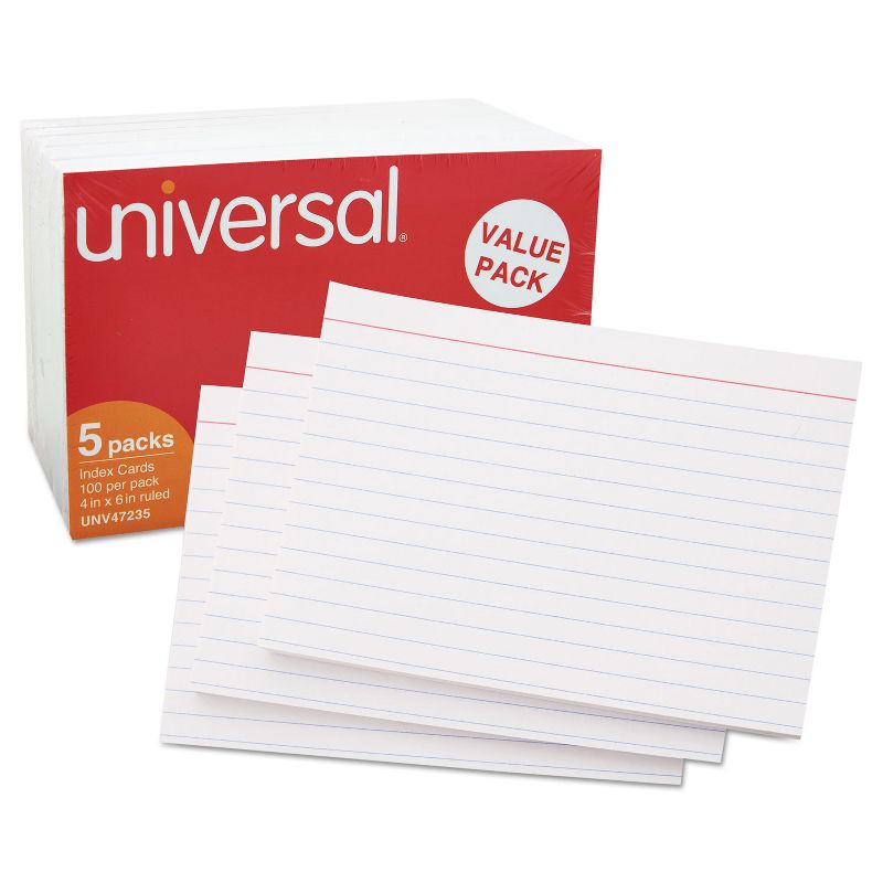 UNIVERSAL Ruled Index Cards 4 x 6 White 500/Pack 47235, 4 of 7