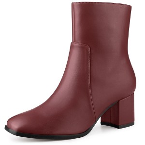 Allegra K Women's Halloween Square Toe Side Zip Block Heel Ankle Boots - 1 of 4