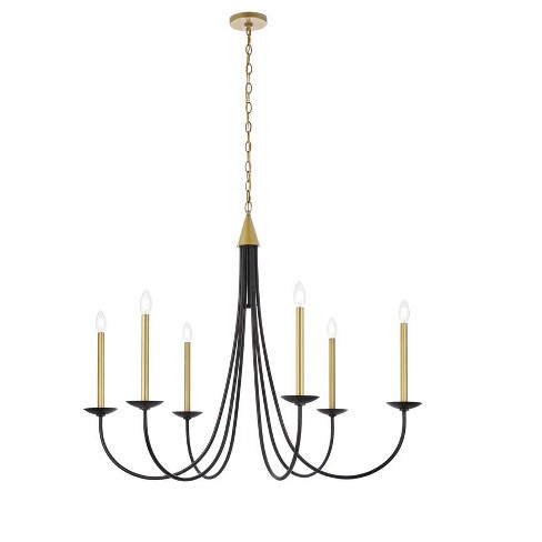 Elegant Lighting Cohen 42 inch pendant in black and brass - image 1 of 4