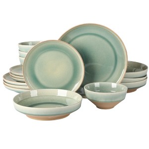 Gibson Elite Hailstone 16 Piece Stonewe Reactive Glaze (Service for 4) Ceramic Plates and Bowls Dinnerware Set - 1 of 4