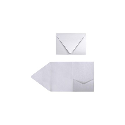 LUX A7 Pocket Invitations (5 x 7) 50/Pack Silver Metallic (EX10LEBASMPF50)