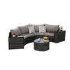 7-Piece Outdoor Patio Half-Moon Sectional Sofa Set with Tempered Glass Coffee Table - 2 of 4