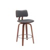 HomeRoots 26" Gray And Wood Brown Faux Leather Swivel Low Back Counter Height Bar Chair - 4 of 4