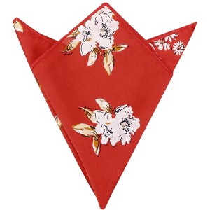 Elerevyo Men's Floral Print Soft Wedding Party Pocket Squares 1 Pcs 11.8"×11.8" - 1 of 4