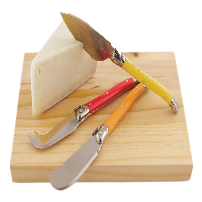 True Sunnyside Cheese Knives, Set of 3 Stainless Steel and Enamel Tools, Includes Wood Storage and Cheese Tray, Entertaining Gift Set, 3 of 7