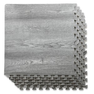 Home Aesthetics 100 SqFt 3/8" Natural Gray Wood Grain Foam Mat Interlocking Mat Tiles 25pcs - 1 of 4