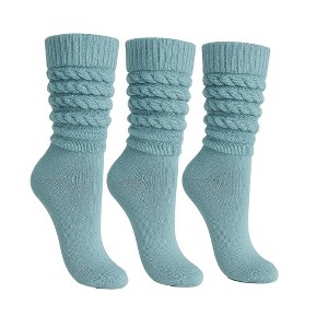 Women’s Slouch Socks Cotton Slouchy Knee-High Boot Socks 3 Pairs Scrunch Breathable Extra Long All-Season Comfort - 1 of 4