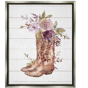 Stupell Industries Country Cowboy Boots Flower Bouquet Framed Floater Canvas Wall Art - 1 of 4