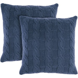 Mina Victory Life Styles Cotton Knitted 18"x18" Indoor Throw Pillows Set of 2 - 1 of 4