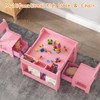 Kids Table and Chair Set, 4 in 1 Wooden Activity Table & 2 Chairs with Storage Drawer Detachable Tabletop for Toddlers Kids Drawing, Reading - 3 of 4