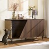 Angel Sar Modern 2-in-1 Sideboard with Sisal Scratcher, Walnut Storage Cabinet with Spring-Loaded Door, Multi-Functional Living Room Organizer - 2 of 4