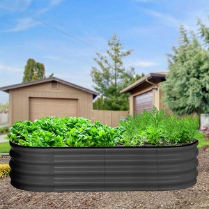 4.5X2X1 FT 2 Pcs Galvanized Oval Raised Garden Bed for Outdoor with Open-Ended Base,Large Metal Raised Planter Beds for Vegetables,Flowers - 1 of 4
