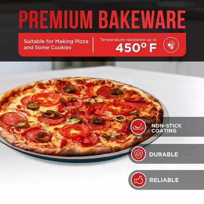 Bakken 3-Piece Blue and Gray Non-Stick Round Pizza Tray Set