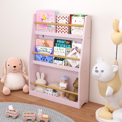 VYNXARIA 3 Tier Kids Book Shelf,Kids Book Rack, Helps Keep Bedrooms, Playrooms, and Classrooms Organized,Pink