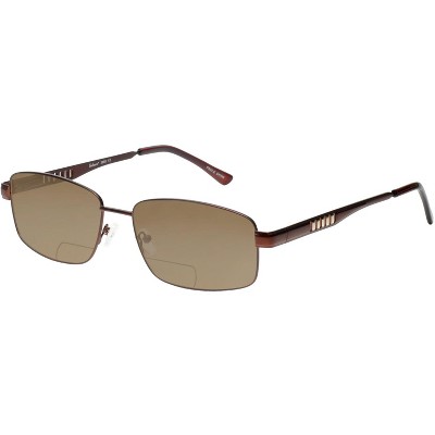 Enhance BIG&TALL EN3858 Polarized Bi-Focal Sunglasses 41 Options Brown Gold 59mm Blue Mirror +1.00