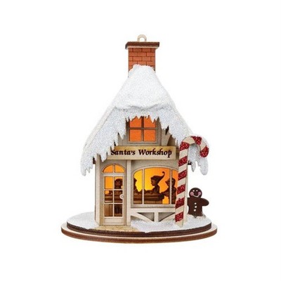 Old World Christmas Ginger Cottages Wooden Ornament, Santa's Workshop