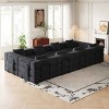 8 Seater Folding Sofa Bed for Living Room or Bedroom, Convertible Sofa with Cushions and Storage Pockets, Corduroy Fabric Sofa-Coolbibila - 3 of 4