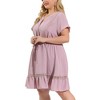Agnes Orinda Women's Plus Size Elegant Short Sleeve Tie Waist Ruffle Hem At Knee Dresses - 2 of 4