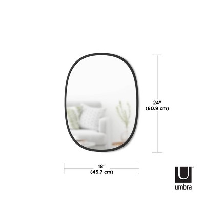 Sleek Modern Oval Hub Wall Mirror 18"x24" in Black