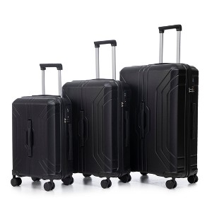 HDZNVF 3 Pcs in ABS Spinner Wheel Luggage, Carry on Suitcase, Matching Color, TSA Combination Lock (Black) - 1 of 4