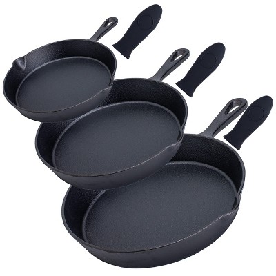 Bruntmor 6 x 4 Pre-seasoned Black Cast Iron Nonstick Frying Pan Set of 4,  6 x4 - Foods Co.