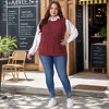 Women's Plus Size Knitted Crew Neck Sleeveless Casual Sweater Vest with Pocket - Agnes Orinda - 3 of 4