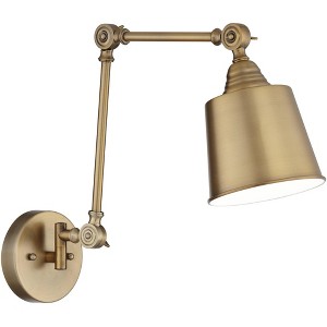 360 Lighting Modern Swing Arm Adjustable Wall Lamp Antique Brass Metal Hardwired Light Fixture Bedroom Bedside House Reading Home - 1 of 4