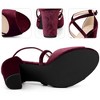 Perphy Women's Criss Cross Strap Faux Velvet Open Toe Block Heel Sandals - 3 of 4