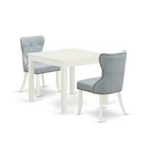 HomeStock 3-Pc Linen White Finish Solid Wood Top Dining Table Set - 1 of 4