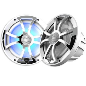 Wet Sounds REVO 8-XSW-SS White XS / Stainless Overlay Grill 8 Inch Marine LED Coaxial Speakers (pair) - 1 of 4
