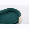 Gulches Scandinavian Style Medium-sized Dog Pet Sofa with Solid Wood Legs, Curved Wooden Back, Velvet Cushion in Dark Green - 4 of 4