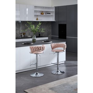 NicBex Swivel Velvet Bar Stools Set of 2,Adjustable Counter Height Bar Stools,Bar Chairs with Chrome Footrest and Base,Barstools for Cafe,Bar - 1 of 4
