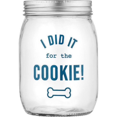 Amici Pet i Did It For The Cookie Glass Canister Cute Dog Treat Jar For Kitchen Counter Large Cat Dog Food Storage With Airtight Lids 36 Oz. Target