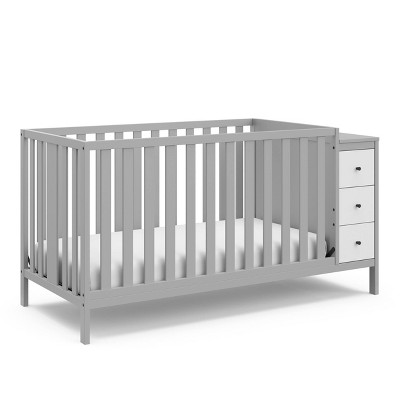 Image of Storkcraft Malibu 3-in-1 Convertible Crib with Storage - Pebble Gray/White