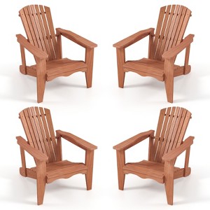 Tangkula 4PCS Solid Wood Garden Chair w/ High Backrest Wide Armrests & Contoured Seat - 1 of 4