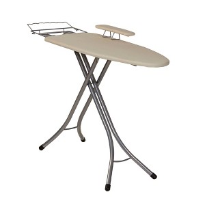 Household Essentials Wide Mega Ironing Board 4 Leg Silver Frame: XL Full Size Collapsible Ironing Table, Metal, Beige - 1 of 4