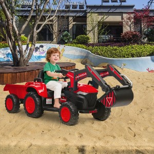 Jojoka 12V 3 in 1 Kids Ride On Excavator & Tractor with Remote, Detachable Trailer, Digger, Music - 1 of 4