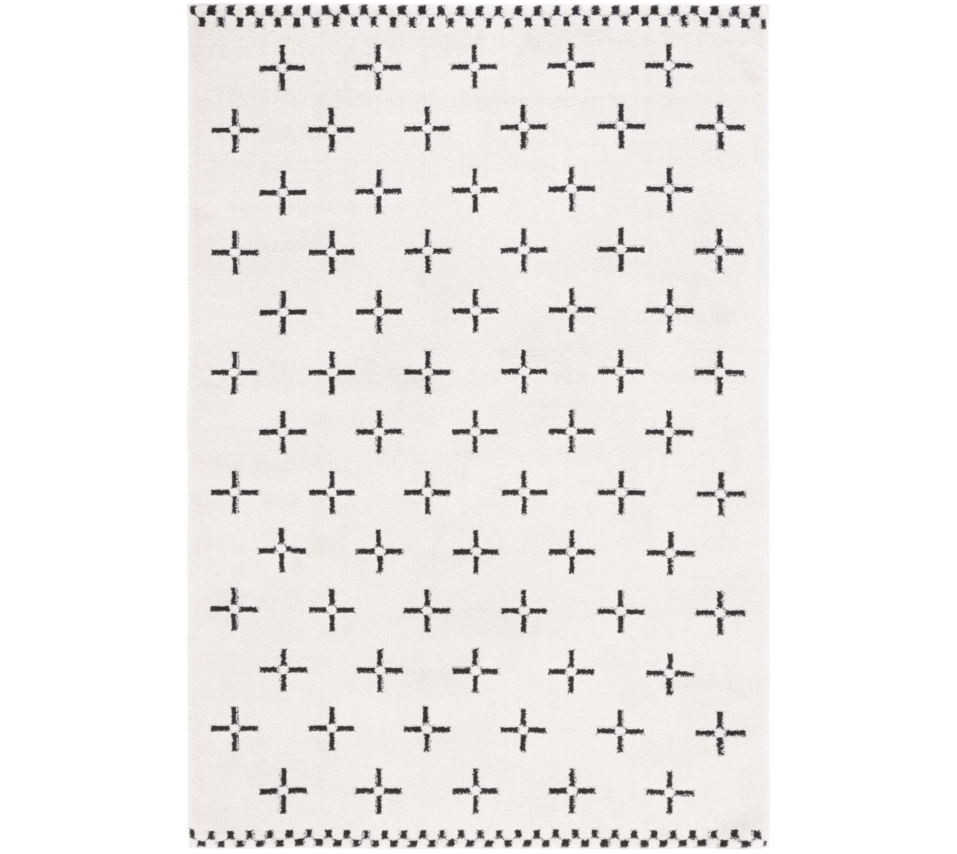 Melody MEL134 Power Loomed Indoor Area Rug - Ivory/Black - 5'3"x7'6" - Safavieh