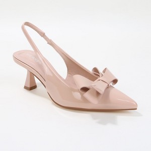 Berness Women's Calliope 2 Patent Slingback Kitten Heels with Bow Detail - 1 of 4