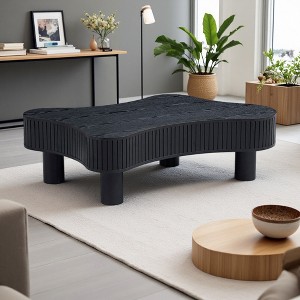 42.52" Modern Irregular Wooden Drum Coffee Table - 1 of 4