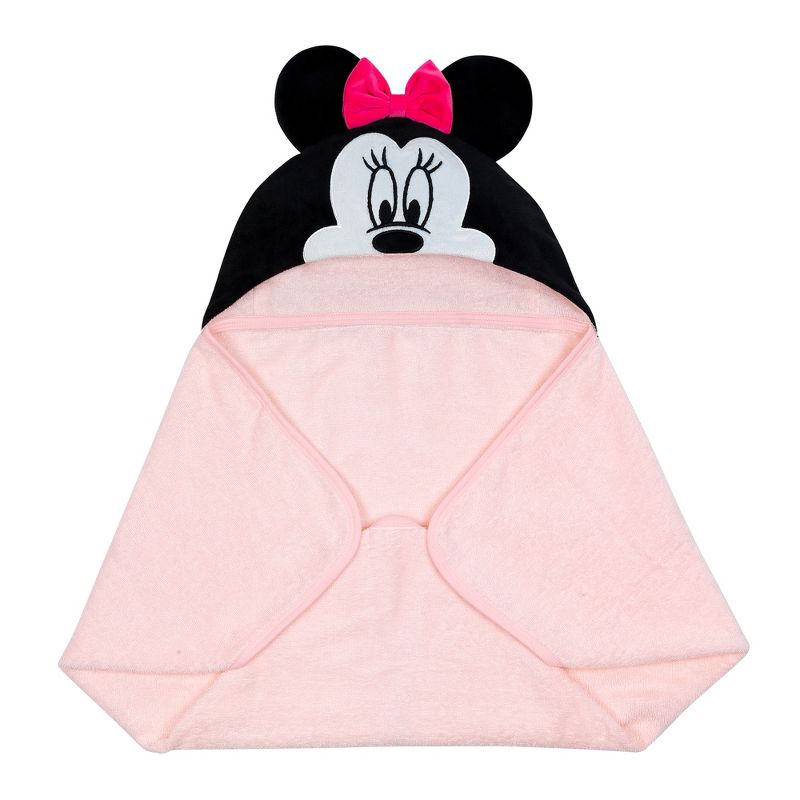 Lambs & Ivy Disney Baby Minnie Mouse Pink Cotton Hooded Baby Bath Towel, 4 of 6