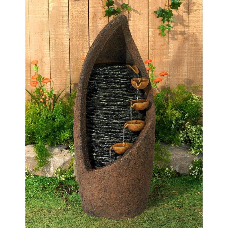 John Timberland Modern Rustic Outdoor Floor Water Fountain with Light LED 34 1/2" High Cascading for Yard Garden Patio Deck, 3 of 11