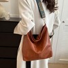 Generic Hobo Crossbody Bag Vegan PU Leather Shoulder Purses Brown Stylish Wide Guitar Strap Tote Bucket Bag - 4 of 4