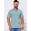 INSPIRE CHIC Men's Point Collar Short Sleeve Button Down Checked Plaid Dress Shirt - 4 of 4