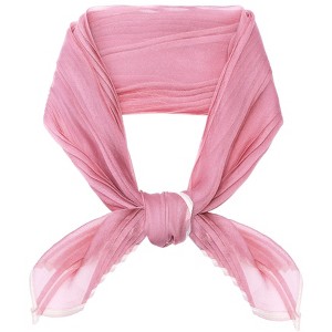 INSPIRE CHIC Women's Pleated Chiffon Contrast Color Trim Semi Sheer Stretchy Gauze Neck Scarves 1Pc - 1 of 4
