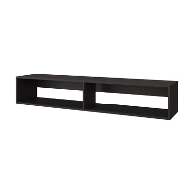 Syemin TV Stands and Consoles Sleek Wengue Floating Media Rack Two Shelves Saves Space in Modern Living Rooms, Brown, 64.57"*17.72"*3.54"